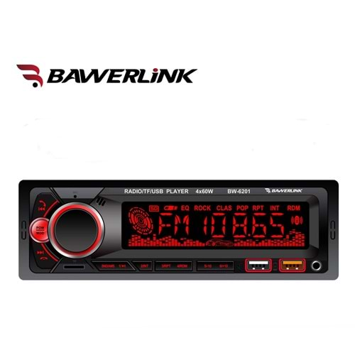 Bawerlink BW-6201 4x50 Watt Çift USB/SD/FM Bluetooth Oto Teyp