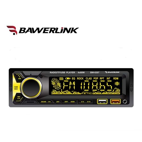 Bawerlink BW-6307 4x50 Watt Çift USB/SD/FM Bluetooth Oto Teyp