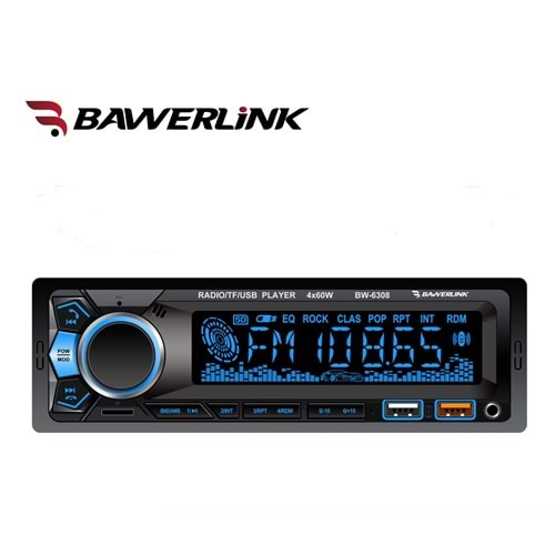 Bawerlink BW-6308 4x50 Watt Çift USB/SD/FM Bluetooth Oto Teyp