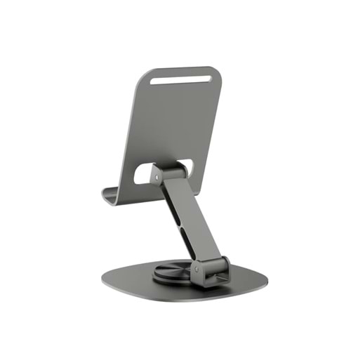 Bix TS01 Katlanabilir 360° Çok Açılı Yükseklik Ayarlı Metal Masaüstü Tablet iPad Tutucu Telefon Standı Gri