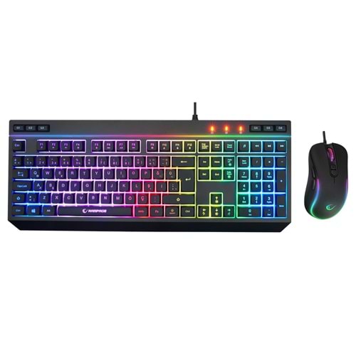 Rampage KM-R57 Seraphic Beyaz&Siyah RGB Aydınlatmalı Q Oyuncu Multmedia Klavye ve 12800 DPI Mouse Gaming Set