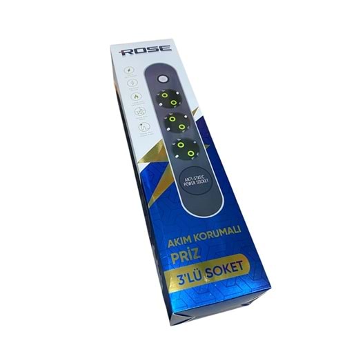 Rose GR-300-3M 3'LÜ Akım Korumalı 16A 3X2,5 MM Kablo 3m Metra priz