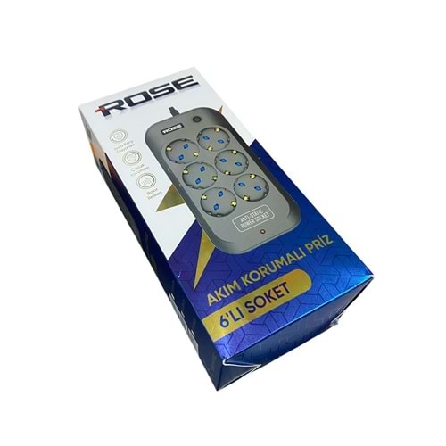 Rose GR-600-5M 6'LI Akım Korumalı 16A 3X2,5 MM Kablo 5 Metre Priz