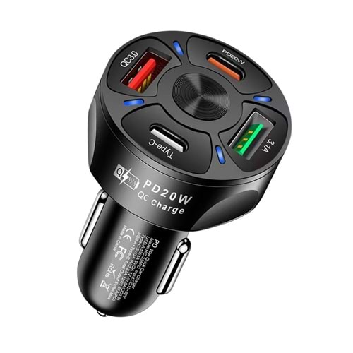 Concord C-776 3X USB-C 1x USB A Fast Araç Şarjı