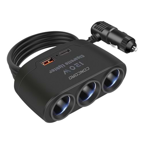 Concord C-778 120W 3.1A USB-C USB-C 3IN1 Araç Şarjı