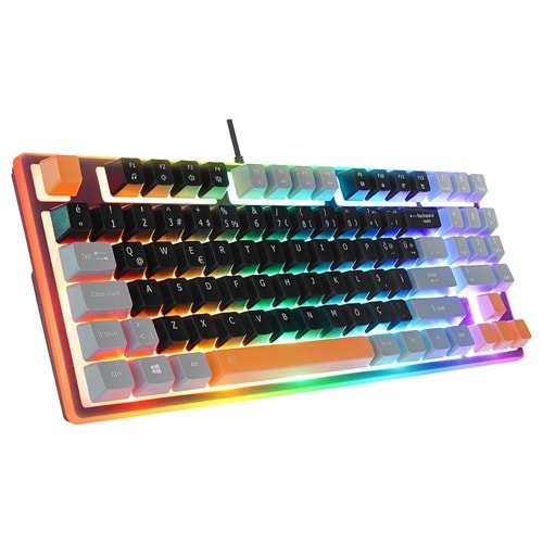 Acer eMachines EAK216 Siyah/Gri/Turuncu USB Rainbow Aydınlatmalı Q Standart TKL Klavy