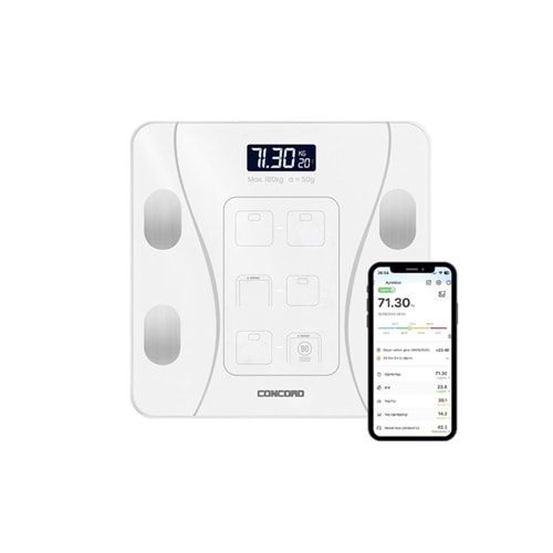 Concord C-W01 Akıllı Bluetooth Baskül Beyaz