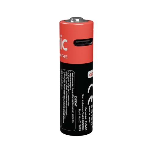 Asonic PL1400 AA Kalın 1.5V 1400mAh/2600mwh Type-C USB Şarjli 2'Lİ Pil