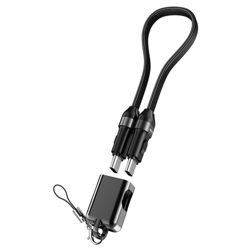 S-link Armor CC-020 60W 20 cm Type-C to Type-C PD Örgülü Metal Başlıklı Siyah Hızlı Şarj Kablosu