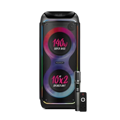 Powerway WOOFER 140W Hoparlör Gitar Saz Girişli Karaoke Parti Ses Sistemi Dijital Ekran +Bass