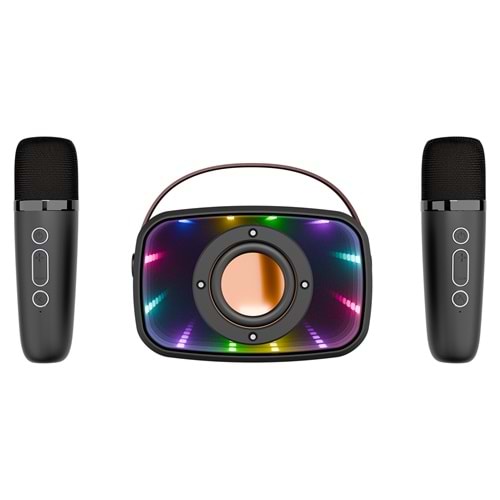 Mikado MD-57BT Endless 5W Siyah TF + USB + AUX + BT Destekli 2 Wireless Karaoke Mikrofon 1200mAh Taşınabilir Speaker