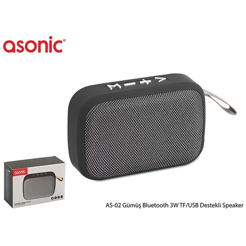 Asonic AS-02 Gümüş Bluetooth 3W TF/USB Destekli Speaker