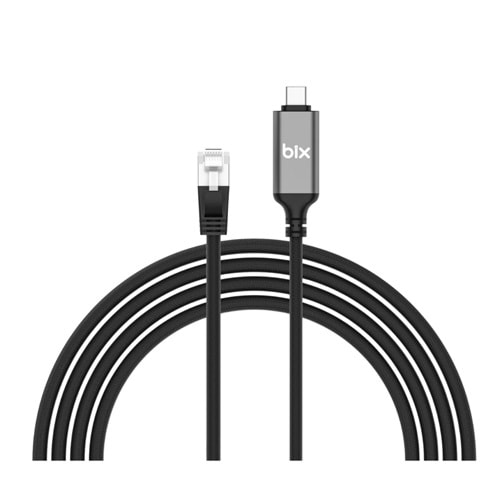 Bix C6C01 USB-C to RJ45 1000Mbps Gigabit Ethernet Dönüştürücü CAT6 Kablo 1 Metre Thunderbolt 3/4/5, Mac/Windows/iPad/Android Uyumlu