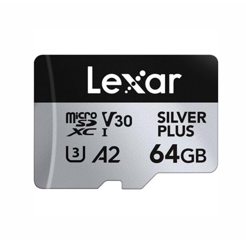 Lexar 64 GB Professional Silver Plus LMSSIPL064G Class 10 UHS-I U3 A2 V30 Micro SD Kart