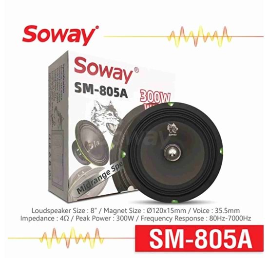 Soway SM-805A 20 cm Mıdrange Oto Hoparlör