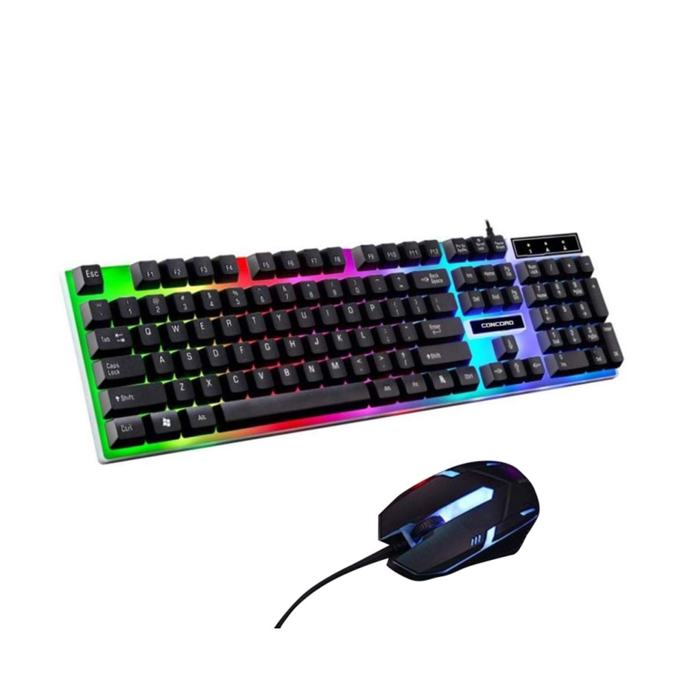 Concord C-56 RGB Led Işıklı Kablolu Gamer Combo Klavye + Mouse Set