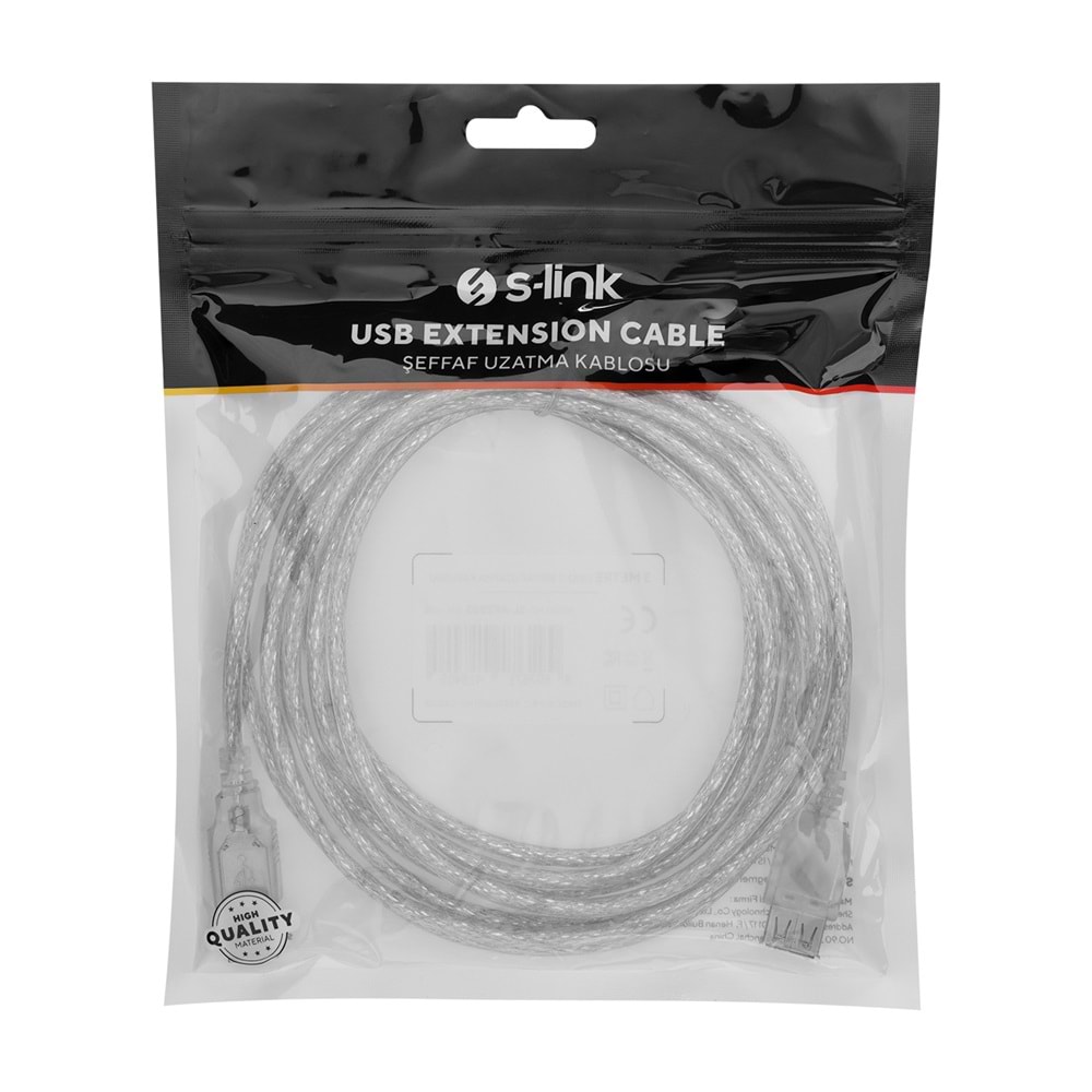 S-link SL-AF2003 Usb2.0 3m Şeffaf Uzatma Kablo