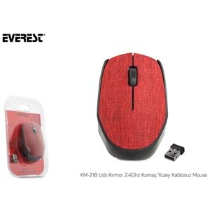 Everest KM-218 Usb Kırmızı 2.4Ghz Kumaş Yüzey Kablosuz Mouse