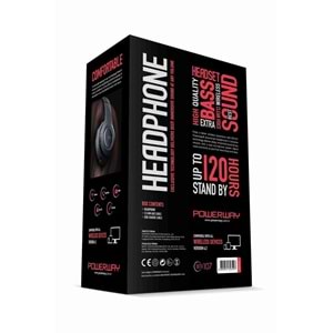 Powerway BTX107 Kulak Üstü Bluetooth Kulaklık Siyah Ios Android Uyumlu Aux Girişli
