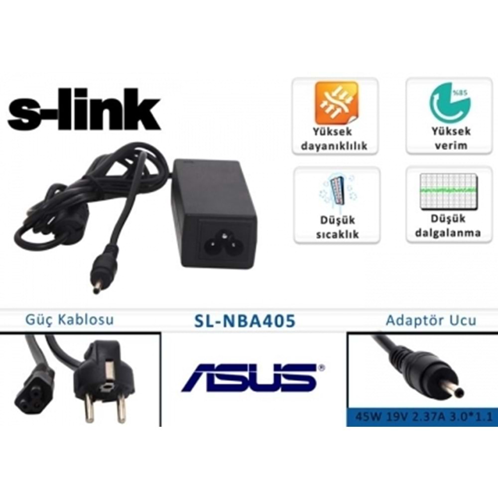 S-LİNK SL-NBA405 45W 19V 2,37A 3,0*1,1 ASUS NOTEBOOK ADP.
