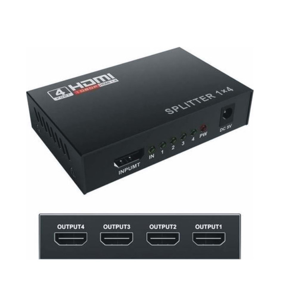 Concord HS4 4 Port Hdmı Splitter 1 in Ports 4 Out Port