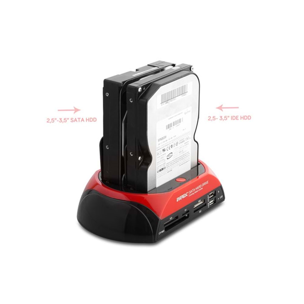 Everest HDC-385 Harici Usb 2.0 2.5- 3.5 IDE+SATA Hdd + Kart Okuyucu Docking