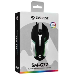 Everest SM-G72 Usb Siyah/Gümüş Işıklandırmalı Oyuncu Mouse