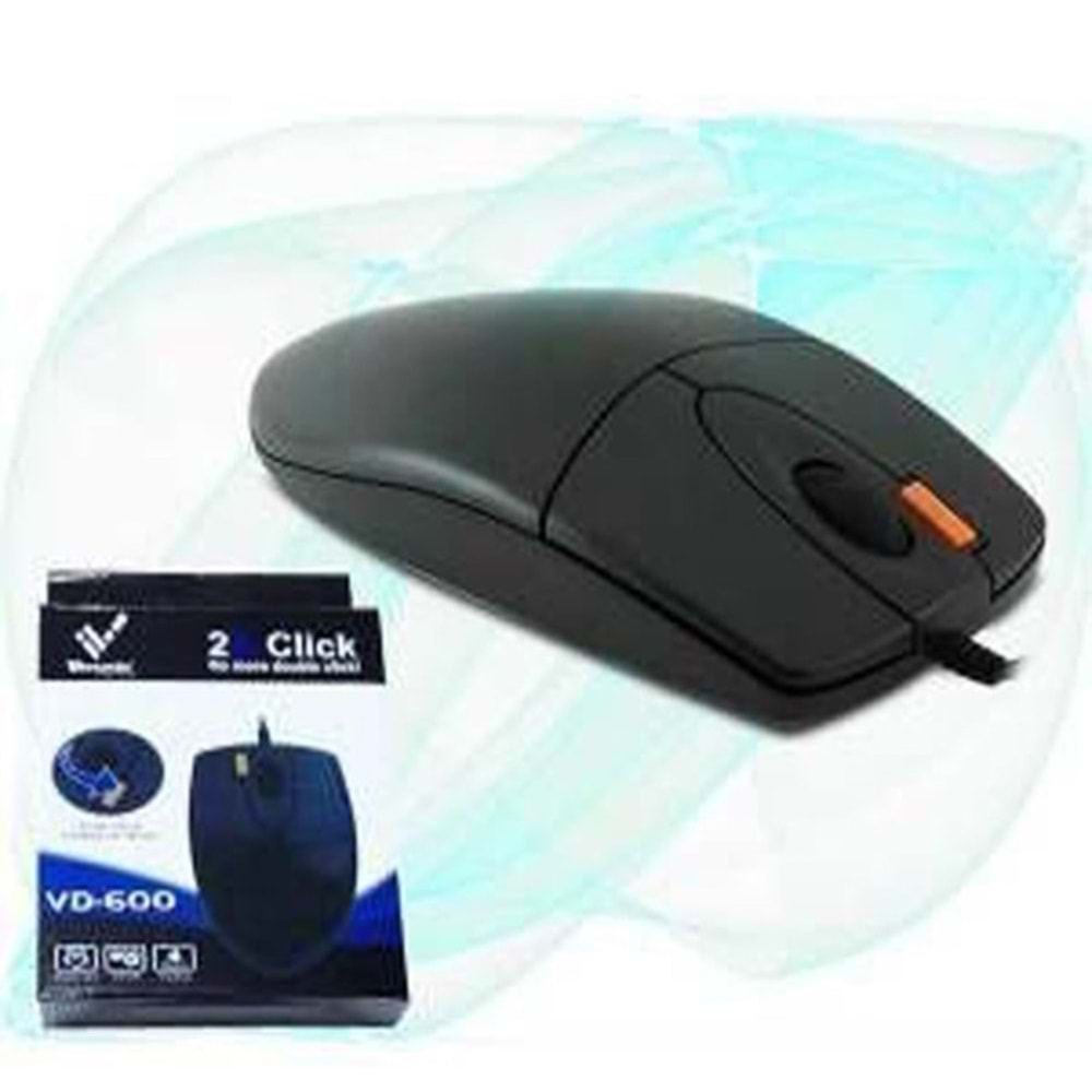 Versatile VD-600 USB Kablolu Optik Siyah Mouse
