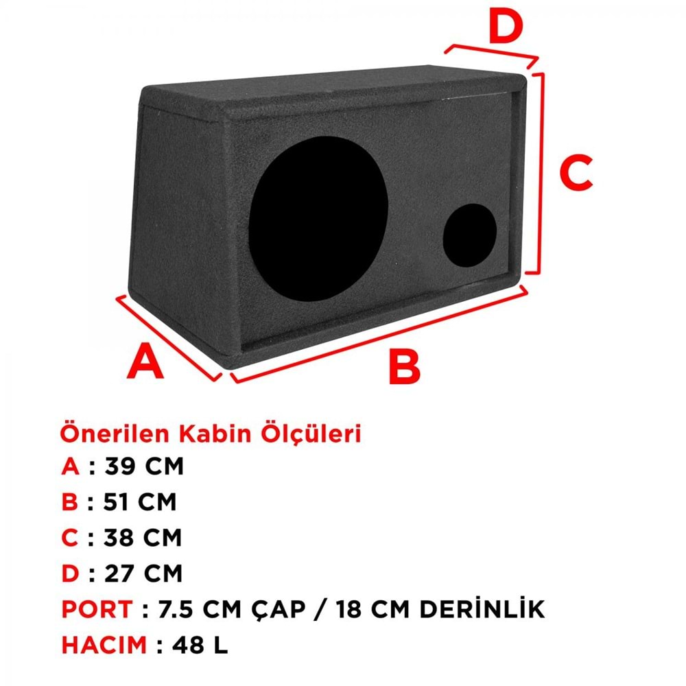 Soundmax SX-FC12 Bass Subwoofer 30 cm 1500 Watt Bufer Kabinsiz