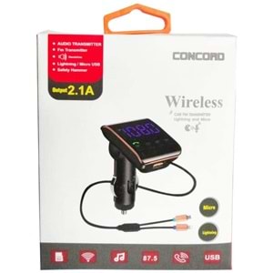 Concord C-605 2.1A Çift Usb/Tf Bluetooth FM Transmitter