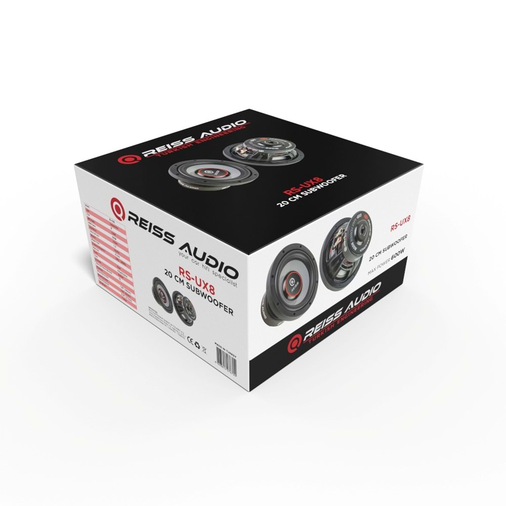 Reıss Audıo RS-UX8 20 cm Max Power 600 Watt Oto Subwoofer