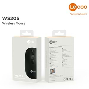 Lenovo Lecoo WS205 1600 Dpı 4 Tuşlu Kablosuz Siyah Mouse