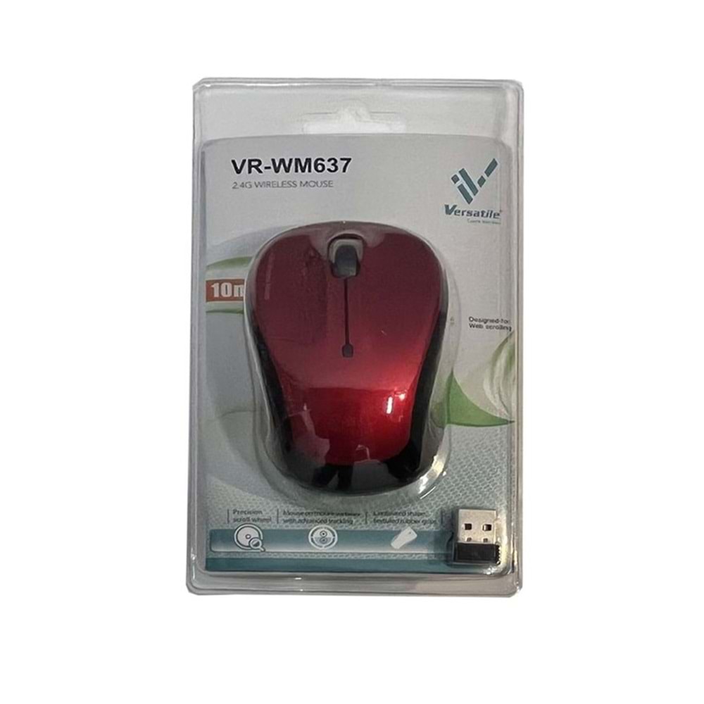 Versatile VR-WM637 Kırmızı/Mavi/Siyah Kablosuz Mouse