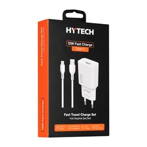 Hytech HY-XT50T 12W 5V 2,4A Type USB-C Kablolu Beyaz kablo + Ev Şarj Cihazı