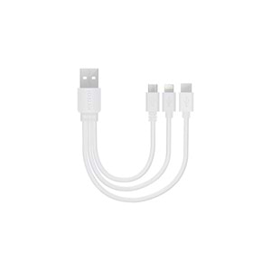Hytech HY-X116 3İN1 20cm 3A Type-C+ Lightning + MİCRO Beyaz Şarj Kablosu