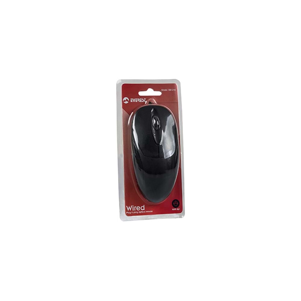 Everest SM-216 Usb Siyah 1200dpi Optik Mouse