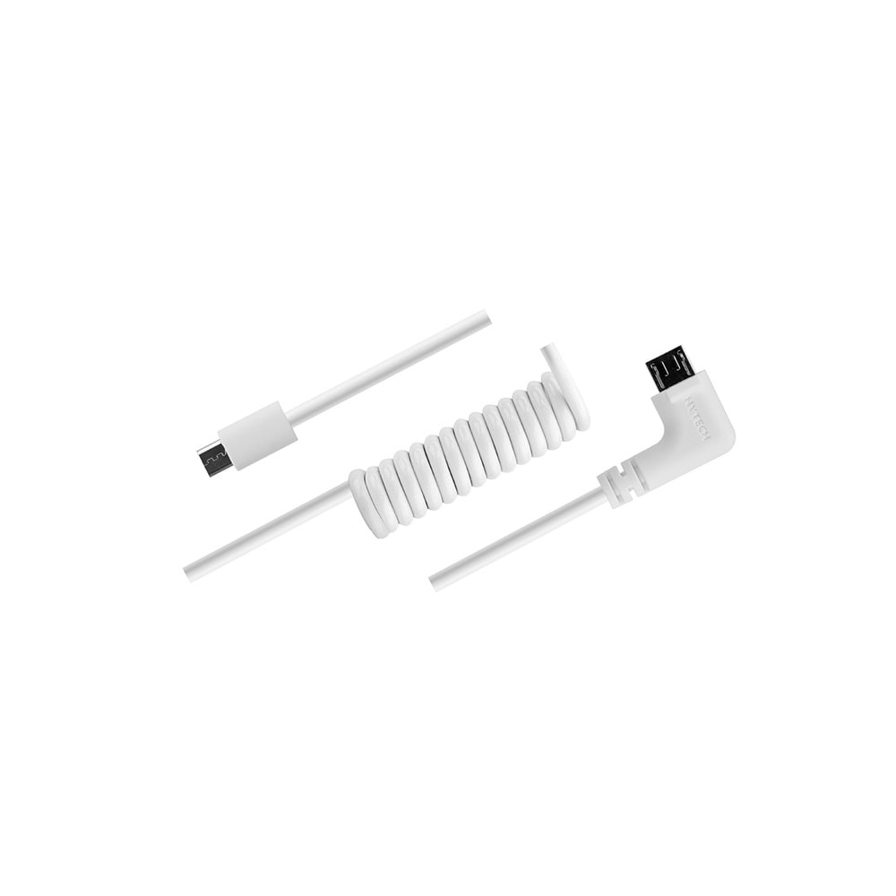 Hytech 2.4A Micro L to Micro Spiral Beyaz Data+Şarj Kablosu