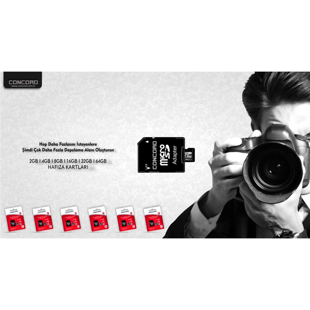 Concord C-M64 64 GB Adaptörlü Class 10 Micro SD Hafıza Kartı