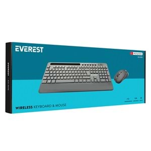 Everest KM-9676 Siyah Kablosuz 800/1200/1600 dpi Q Standart Klavye + Mouse Set