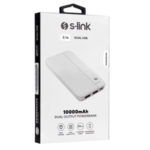 S-link IP-G10N 10000mAh Micro+Type C Girişli Powerbank Beyaz Taşınabilir Pil Şarj Cihazı
