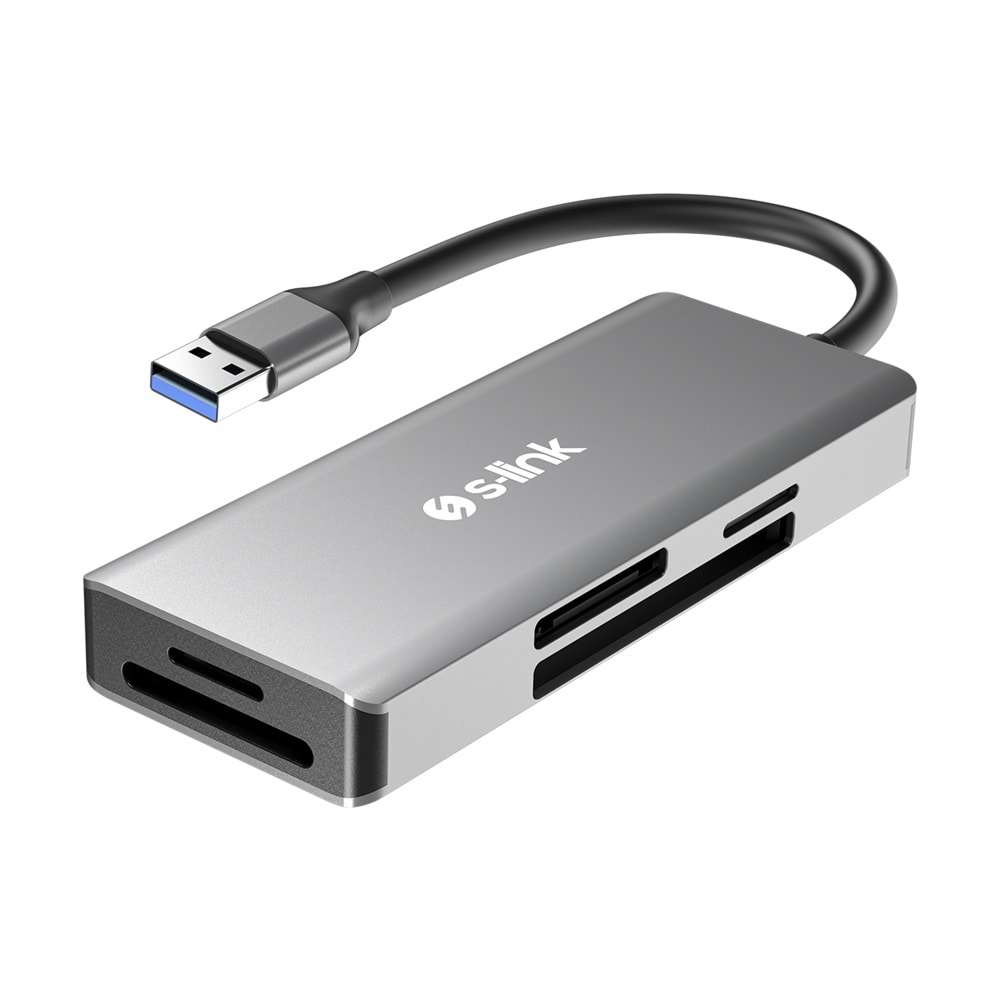 S-link SL-CR51 Type-C ve USB3.0 CF, SD, M2, Micro SD, MS 5 in 1 Metal Kart Okuyucu