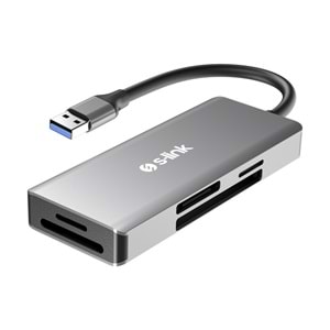 S-link SL-CR51 Type-C ve USB3.0 CF, SD, M2, Micro SD, MS 5 in 1 Metal Kart Okuyucu