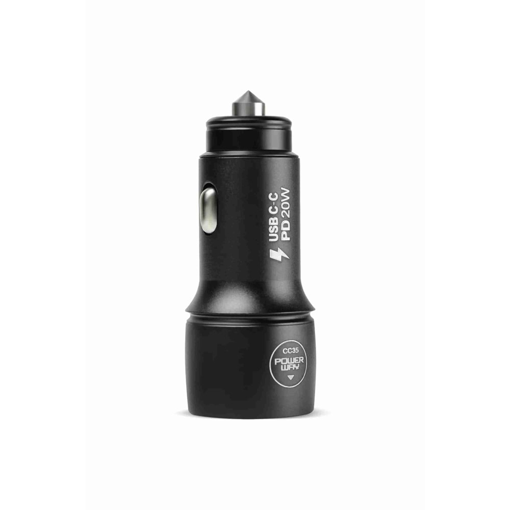 Powerway CC35 3.1A 20W Araç Şrajı USBC USB Kablo Çakmaklık
