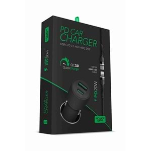 Powerway CC35 3.1A 20W Araç Şrajı USBC USB Kablo Çakmaklık