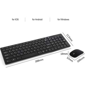 Concord K-06 Siyah Kablosuz Q Slim Klavye + Mouse Set