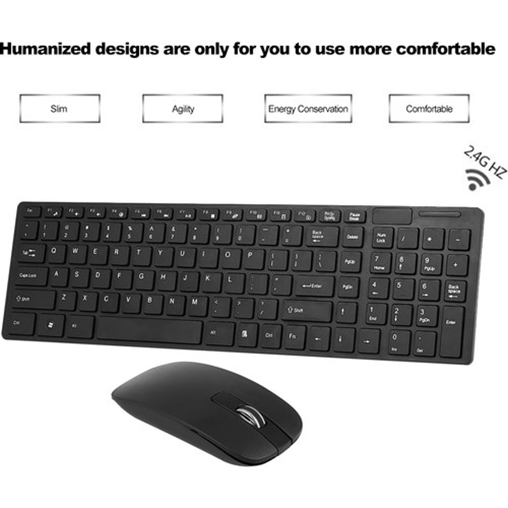 Concord K-06 Siyah Kablosuz Q Slim Klavye + Mouse Set