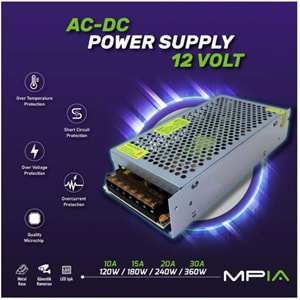 Mpia PS-15 12V15A 180W Metal Kasa Kamera Adaptörü
