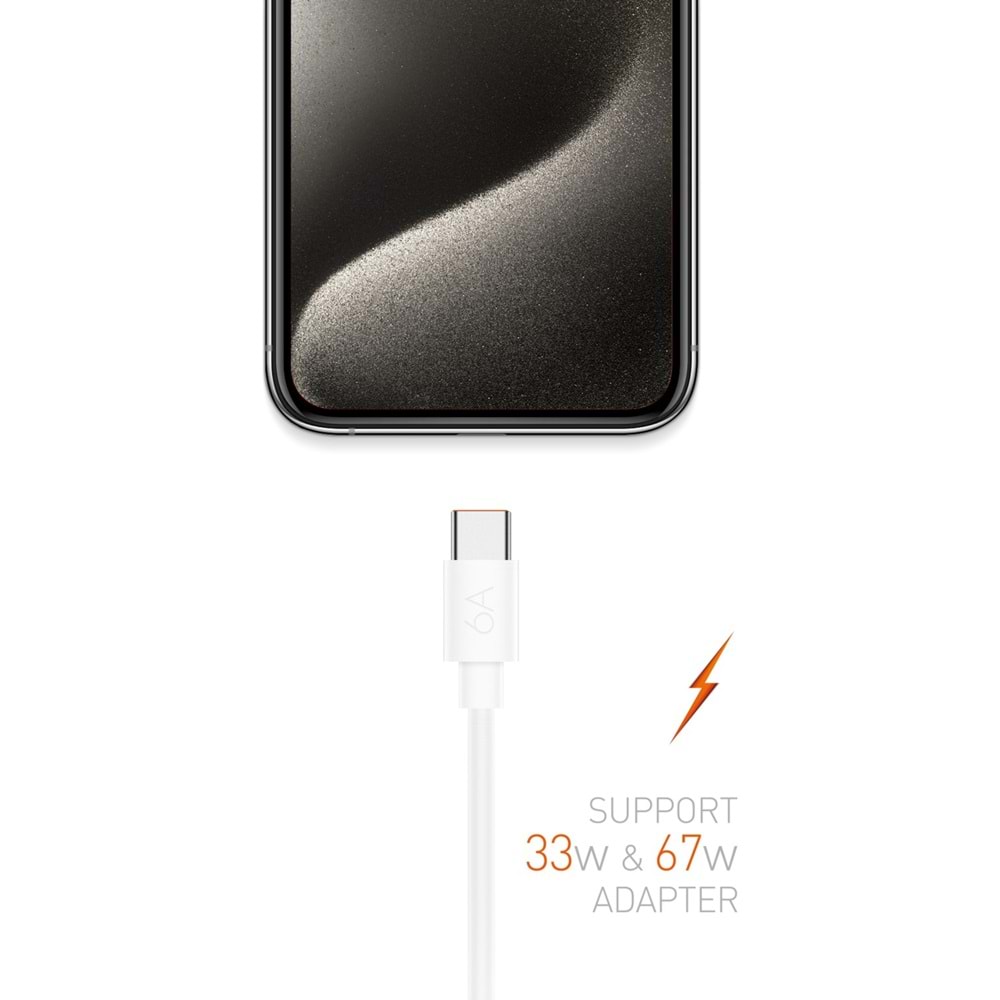 Powerway M6 Type-C To Usb-A Pd 67W 6A Şarj ve Veri Aktarım Kablosu