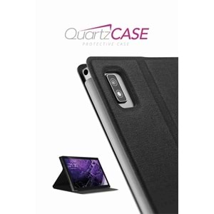 Vorcom QUARTZCASE Tablet Uyumlu Yarı Şeffaf Kapaklı Kılıf Katlanabilir Standlı 360 Ön Arka Tam Koruma