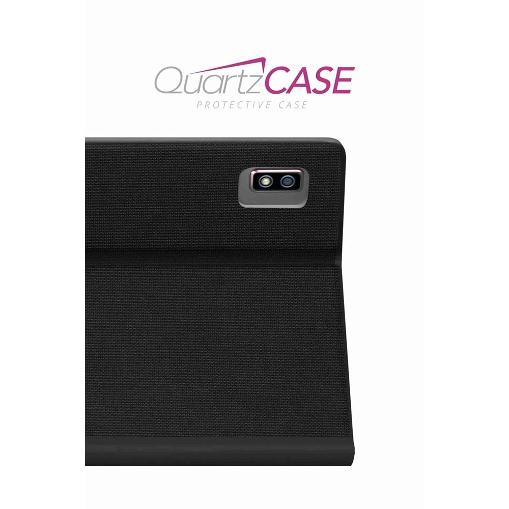 Vorcom QUARTZCASE Tablet Uyumlu Yarı Şeffaf Kapaklı Kılıf Katlanabilir Standlı 360 Ön Arka Tam Koruma